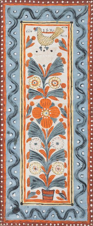 Decorative wall painting, known as “tuppamålning”, Småland, dated 1836.