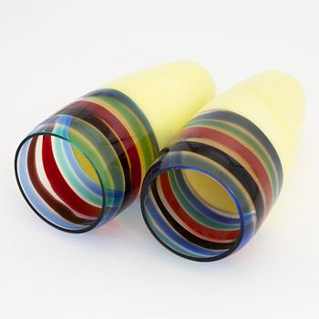 Massimo Vignelli, a pair of glass lamp shades, Venini, 1950s.