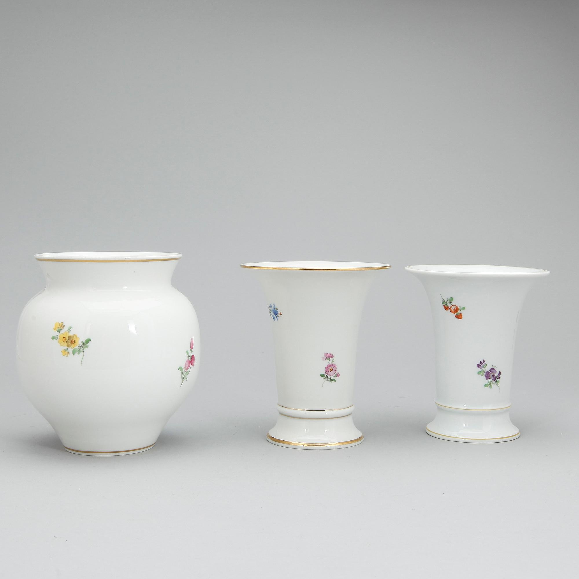 VASER, porslin, 5 st, Meissen, 1900-tal.