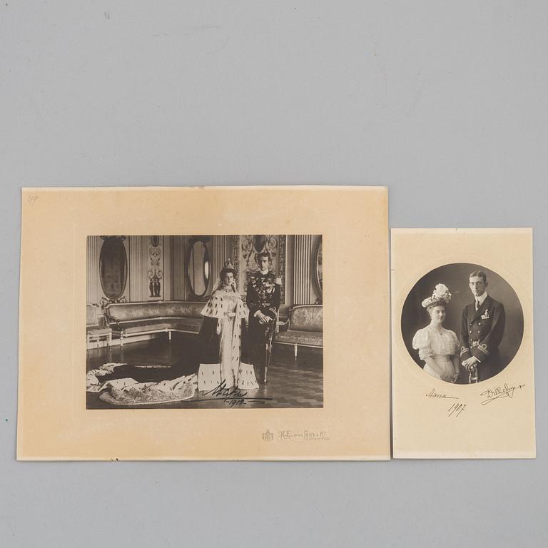 Royal photographs, 2 pieces, signed by Prince Wilhelm and Princess Maria, dated 1907 and 1908 respectively.