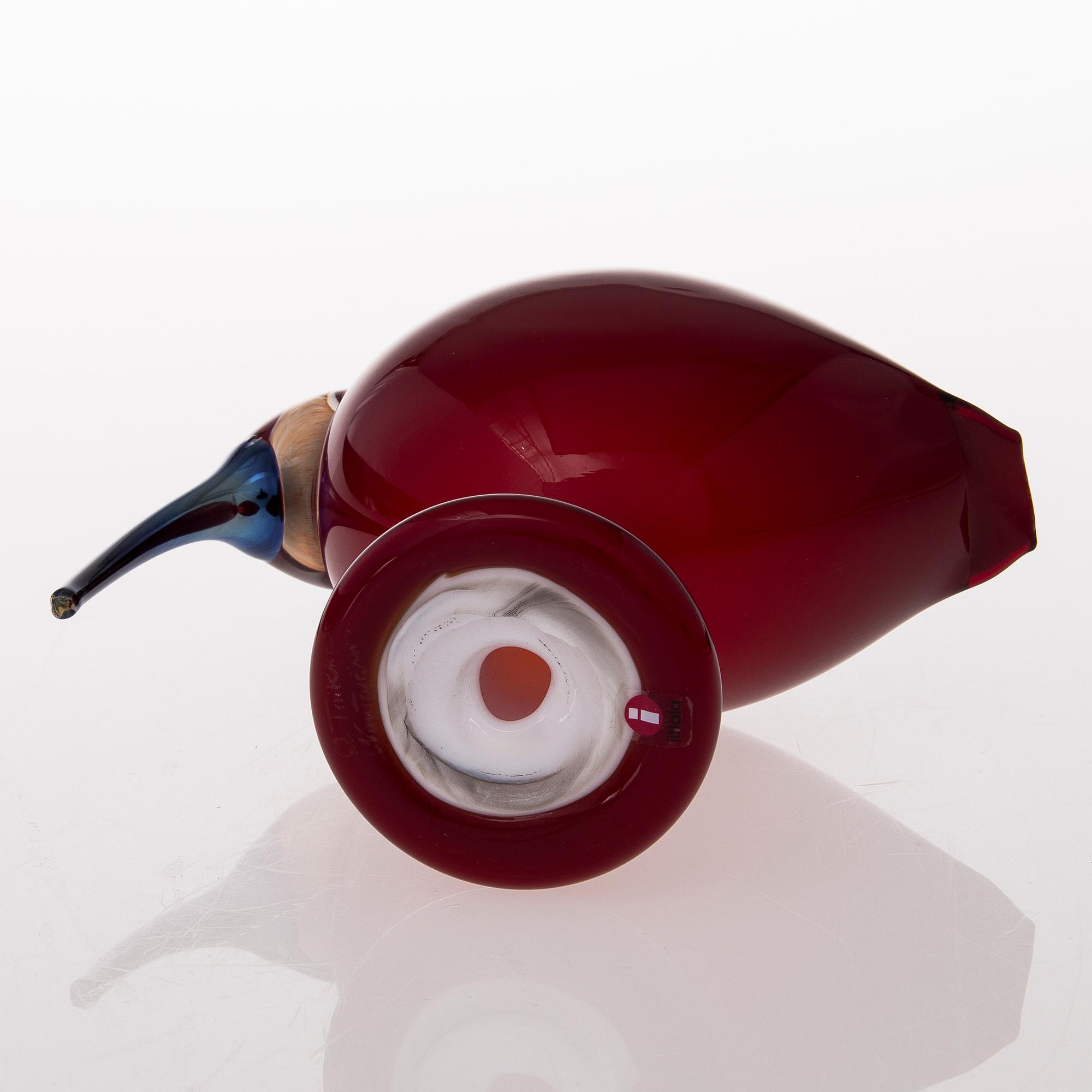 OIVA TOIKKA, LASILINTU, signeerattu O. Toikka Nuutajärvi.