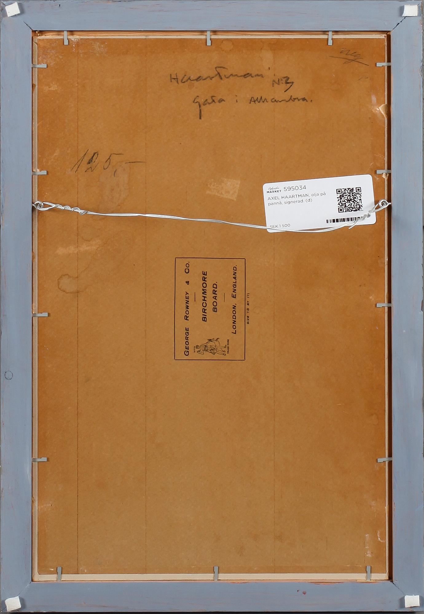 AXEL HAARTMAN, olja på pannå, signerad.