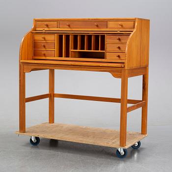 A pine roll top secretary desk by Andreas Hansen, Hadstens, end of the 20th Century.