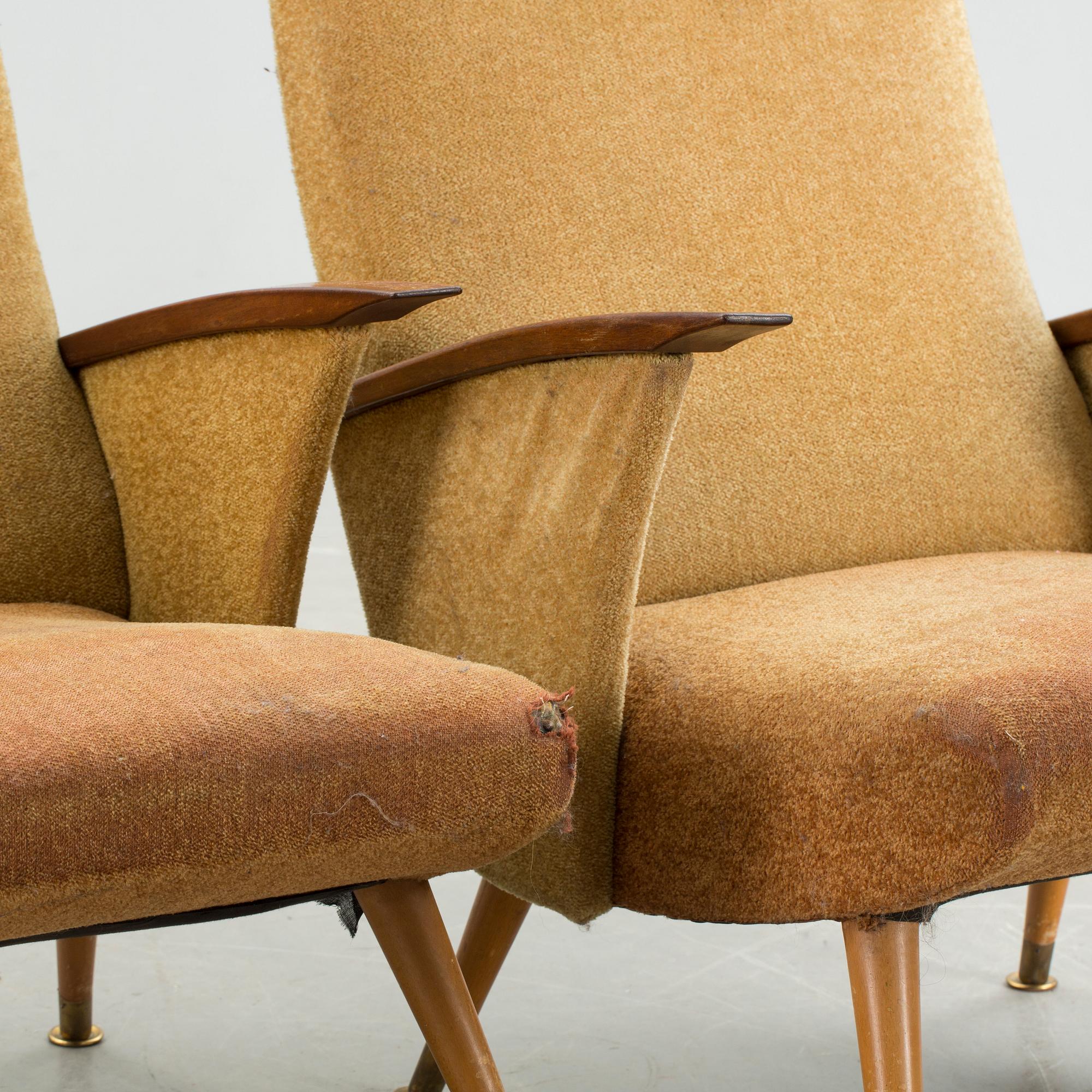 FÅTÖLJER, ett par, 1950/60-tal.
