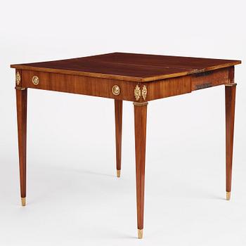 A Gustavian mahogany games table by Georg Haupt (master in Stockholm 1770-84).