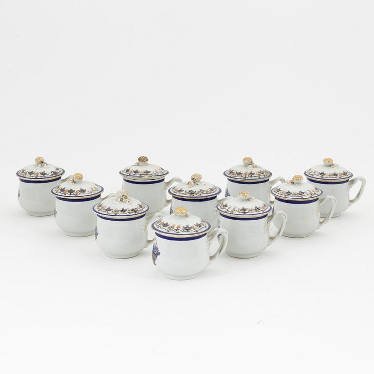 Cremekoppar, tio stycken, kompaniporslin, Kina, Qingdynastin, Qianlong (1736-95).