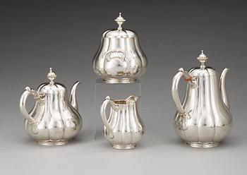 A Russian four piece parcel gilt the- and coffee-set, unidentified makers mark, St. Petersburg 1886.