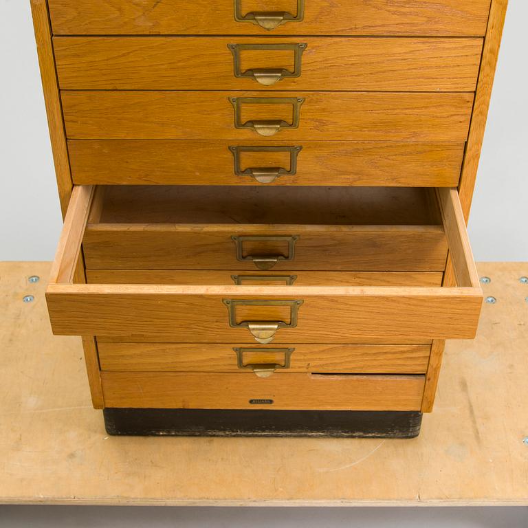 A Billnäs oak wood archive cabinet, Finland mid-20th century.