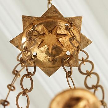 A Swedish Empire 19th century four-light hanging-lamp.