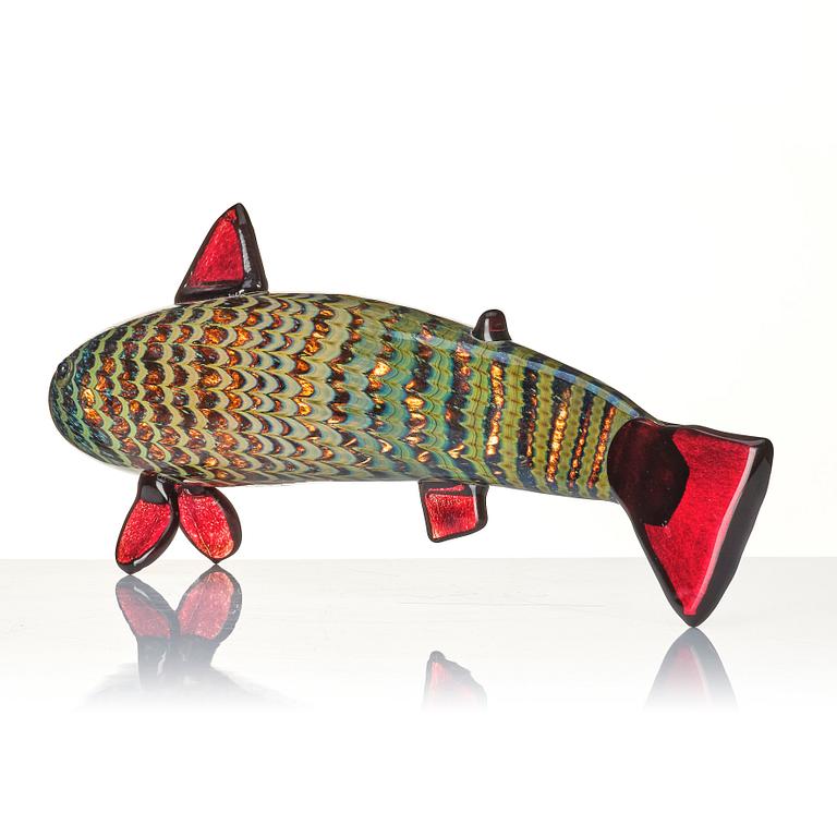 Oiva Toikka, a glass sculpture of a fish, Nuutajärvi Notsjö Iittala, Finland, ed. 124/150.