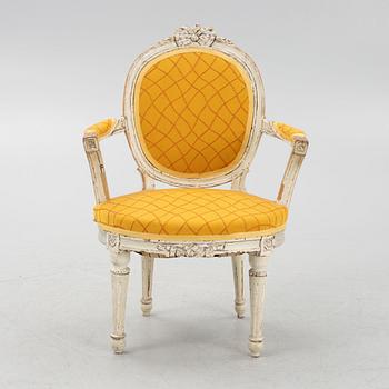 A Danish Louis XVI open armchair, late 18th century.