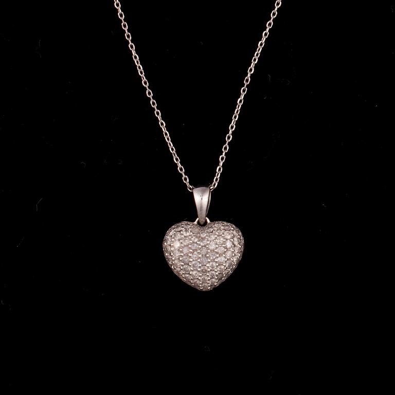 HÄNGSMYCKE, 18K vitguld, diamanter tot. 0,26 ct. Vikt 3,5 g. Intyg.