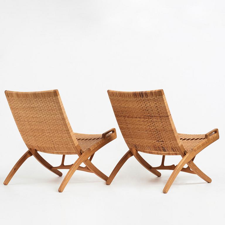Hans J. Wegner, a pair oak and rattan "model 512" folding chairs by Johannes Hansen, Denmark 1950-60's.