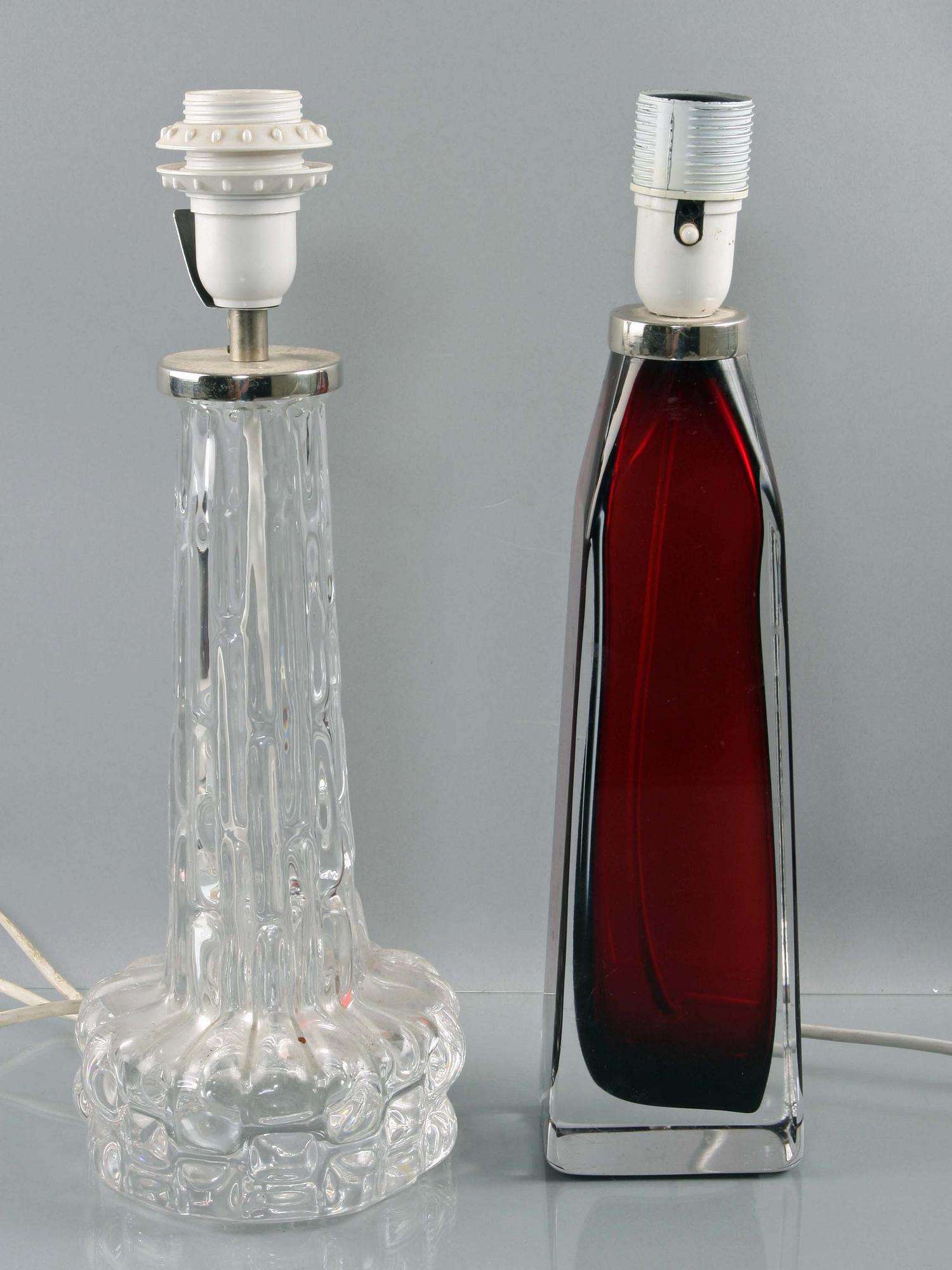 BORDSLAMPOR, 2 st, glas, Orrefors.