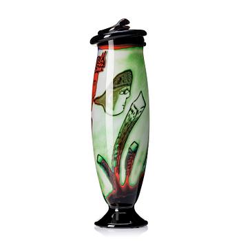 Ulrica Hydman-Vallien, a unique graal glass vase, Kosta Boda, Sweden.
