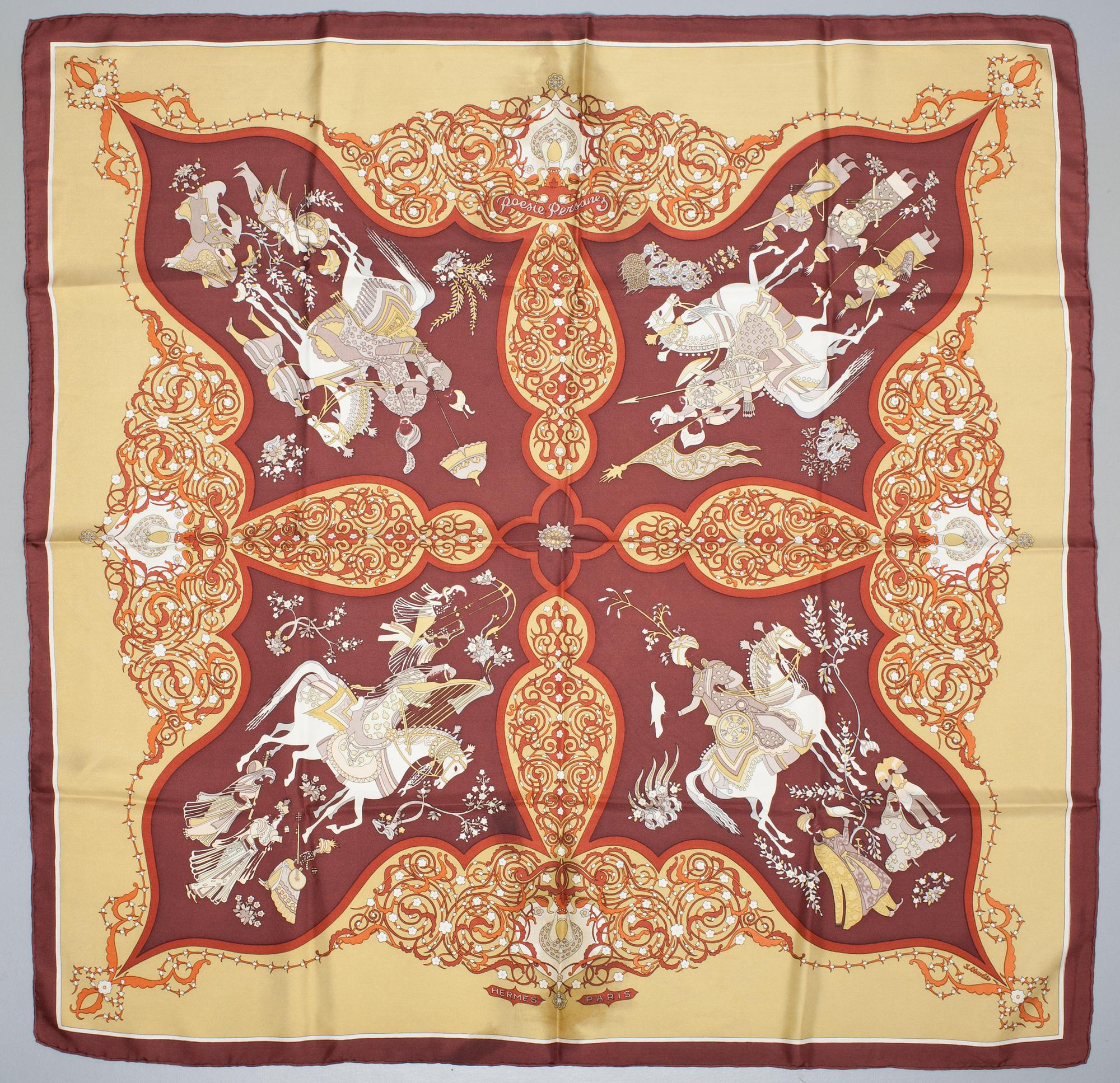 A Hermès silk scarf, "Poésie Persane".