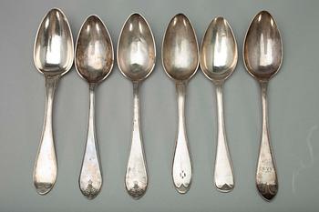 MATSKEDAR 6 st, silver, Finland och Sverige, 1800-talets första hälft. Vikt 350 g.
