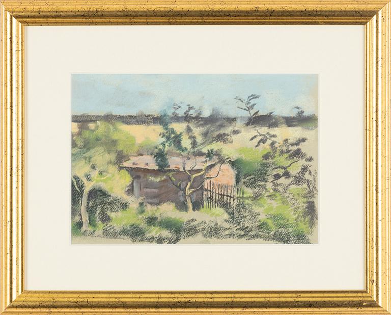 Lotte Laserstein, Outbuildings in an Öland Landscape.