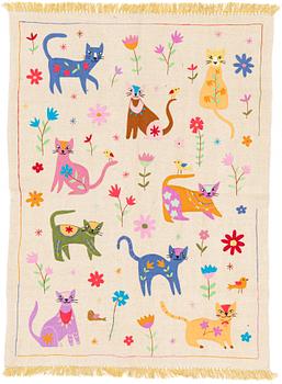 A hand-embroidered Kelim rug, c. 205 x 150 cm.