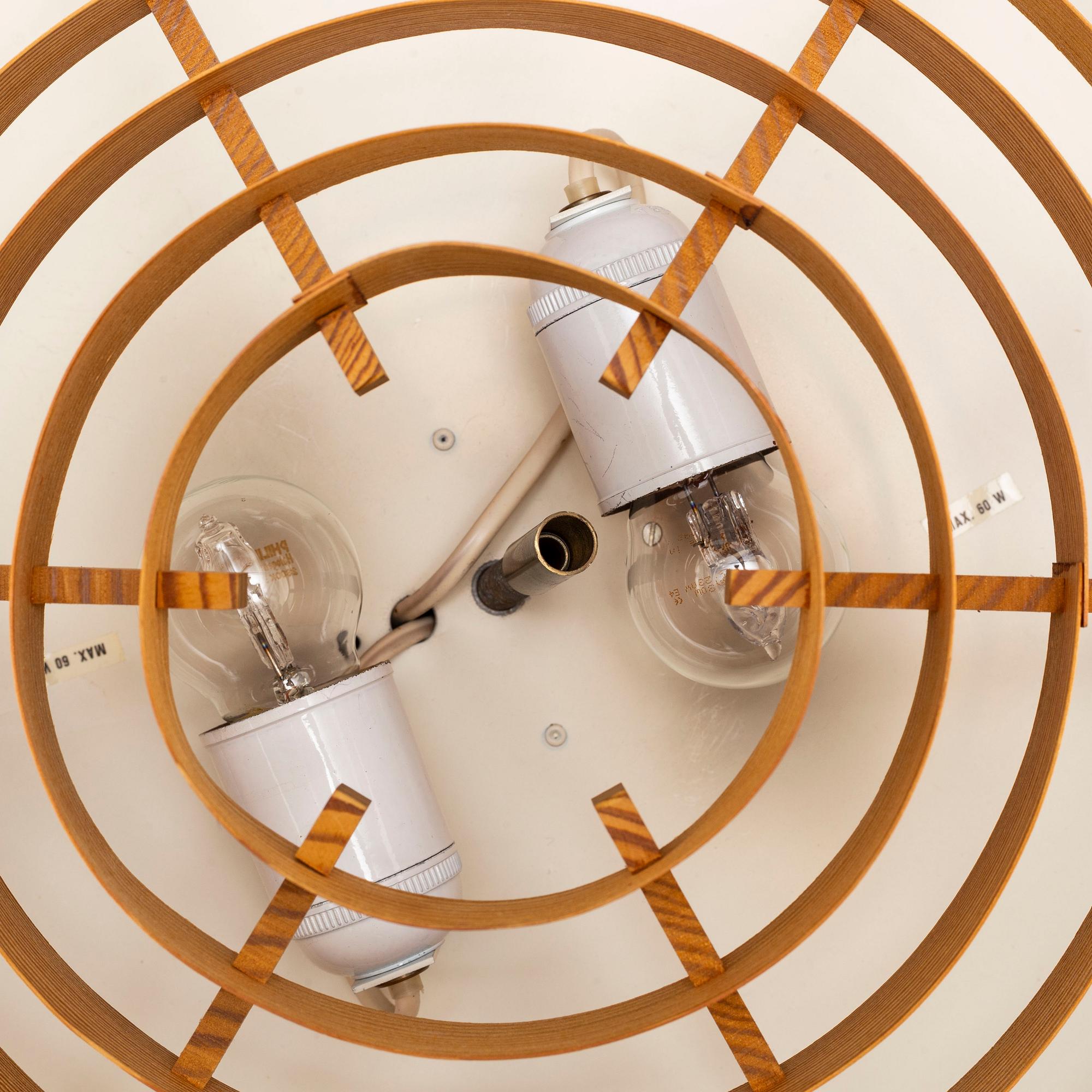 HANS-AGNE JAKOBSSON, a pinewood ceiling lamp, from AB Ellysett Markaryd, second half of the 20th century.