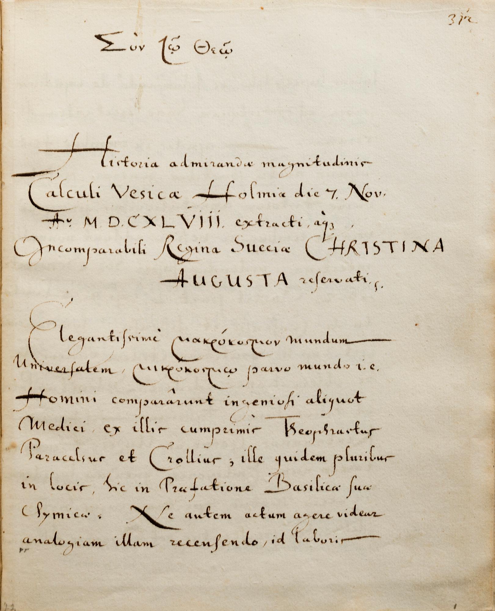 Manuscripts, from Queen Christina's 17th century library,  'Manuscript Medici I'.