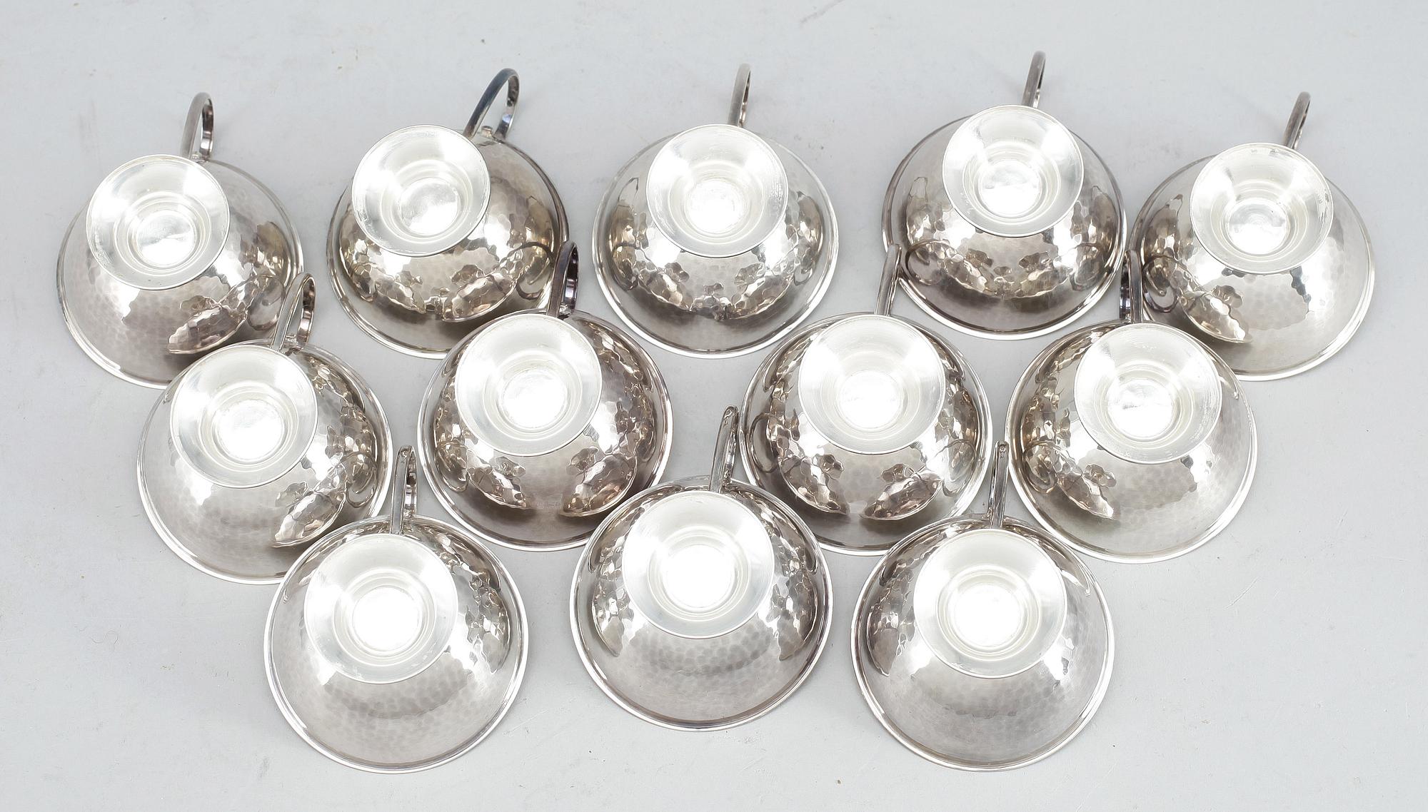 PUNSCHBÄGARE, 12 st, silver, Ceson Guldvaru Ab, Göteborg, 1972. Vikt ca 389g.