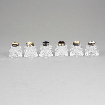 STRÖARE, 6 stycken, glas och emaljerat sterlingsilver, Norge, 1900-talets mitt.