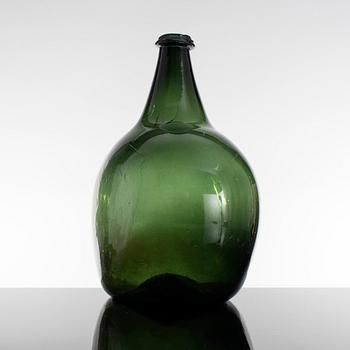 FLASKA, gröntonat glas, 1700-/1800-tal.