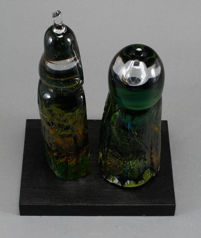 ANN WÄRFF, skulpturer, 2 st, glas, Kosta Unik, signerade och daterade 1973.