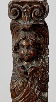 DEKORELEMENT, 2 st, trä, barock, omkring 1700.