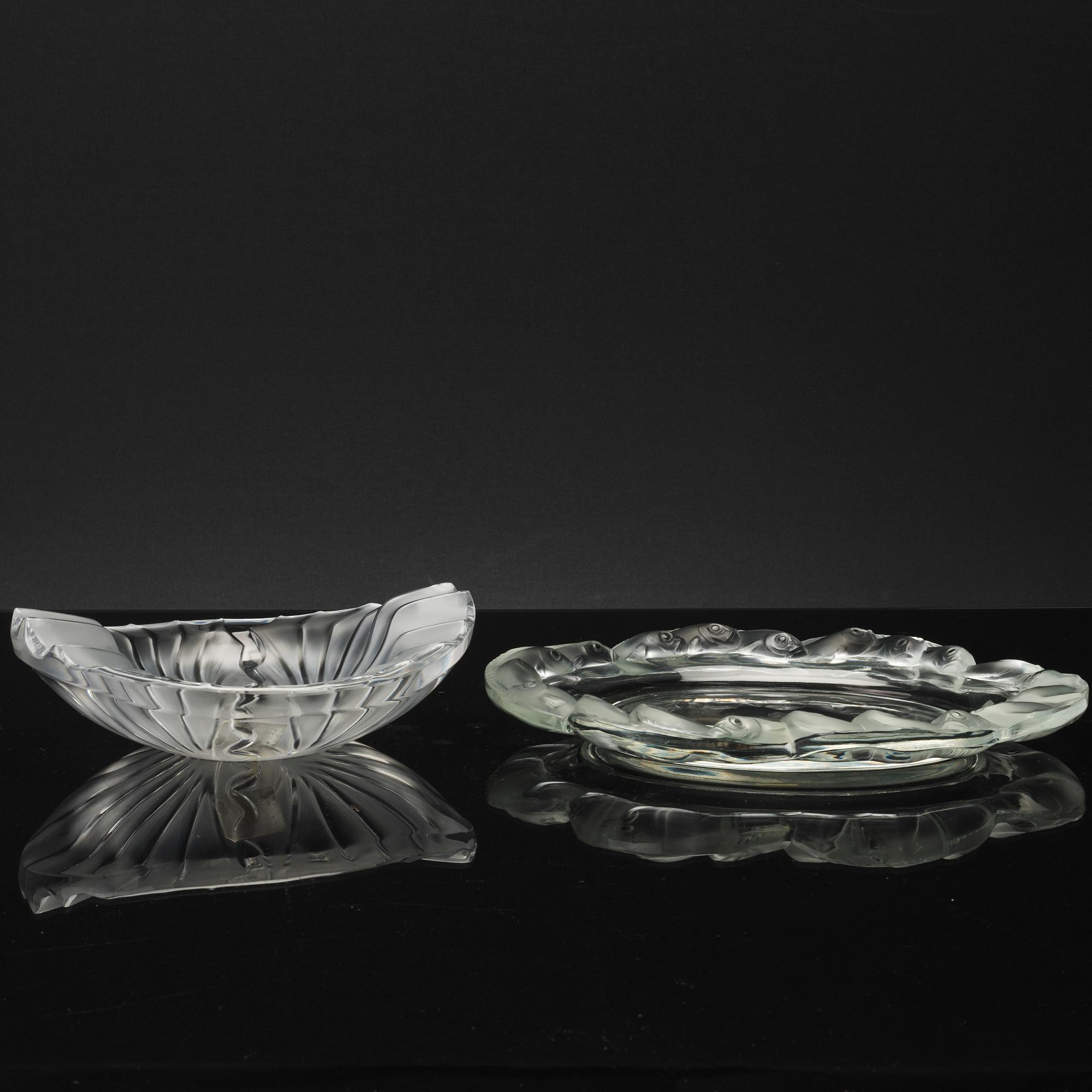 2 pcs of glass dish, Lalique,