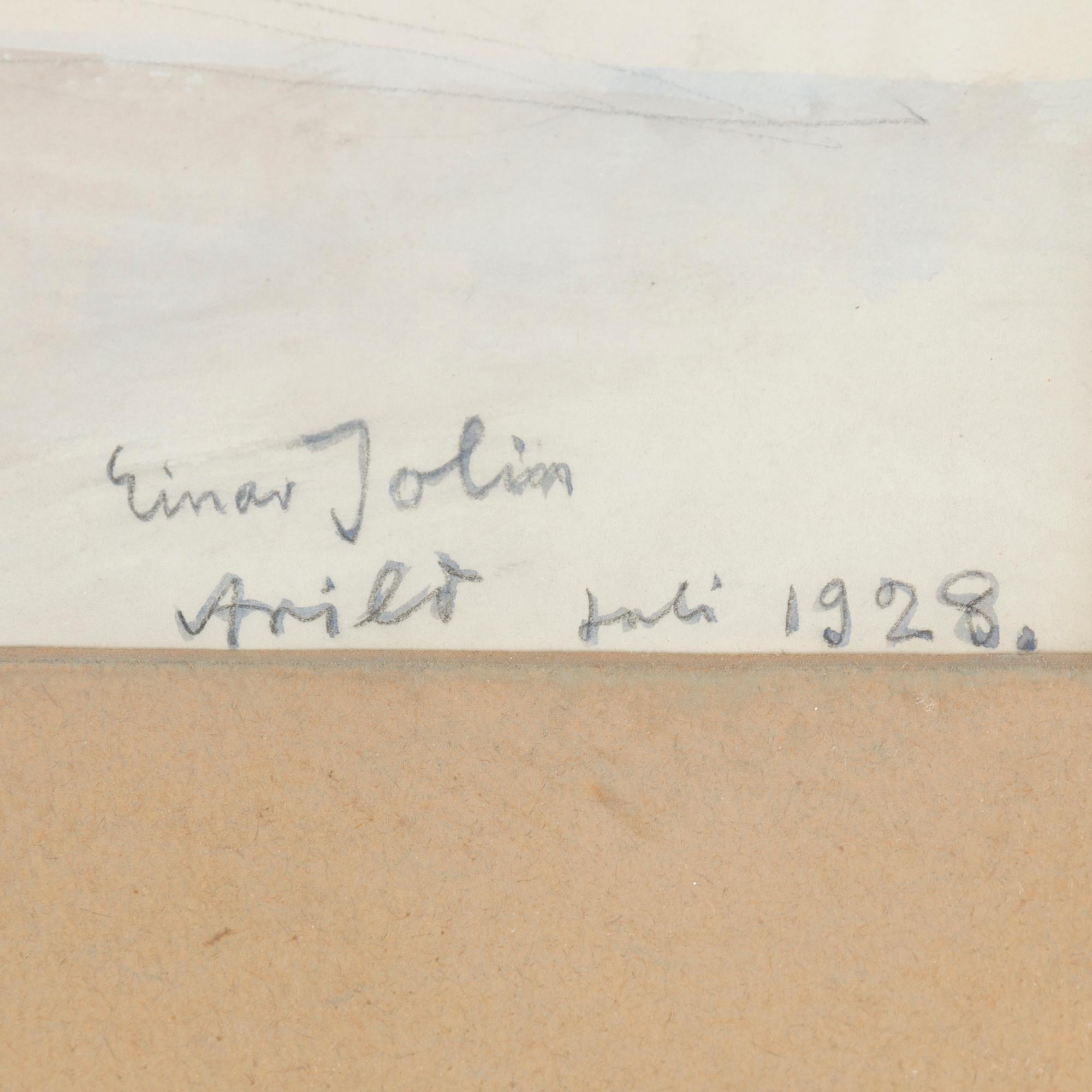 EINAR JOLIN, akvarell, signerad och daterad Arild juni 1928.