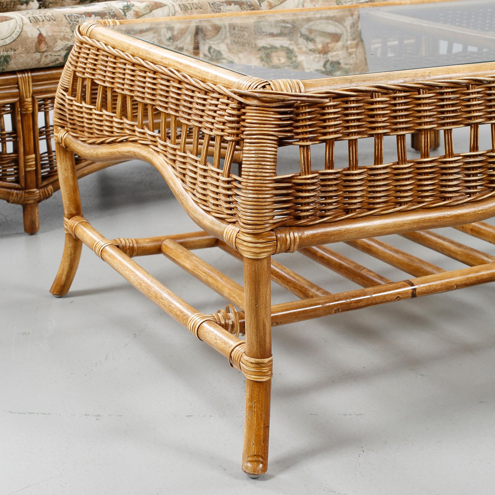 Four rattan furnitures from the second half of the 20th century.