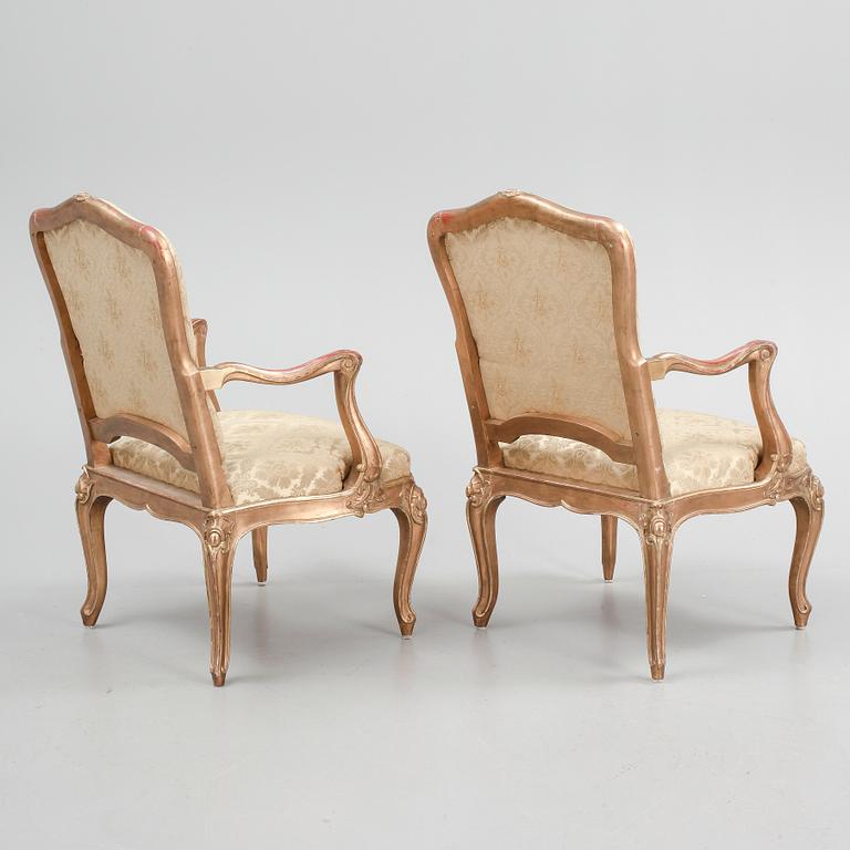 KARMSTOLAR, ett par, nyrokoko, möjligen Frankrike, 1800-tal.