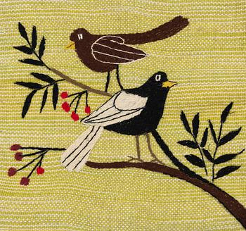 Four cushion covers, hand-embroidered Kelim, c. 50 x 50 cm.