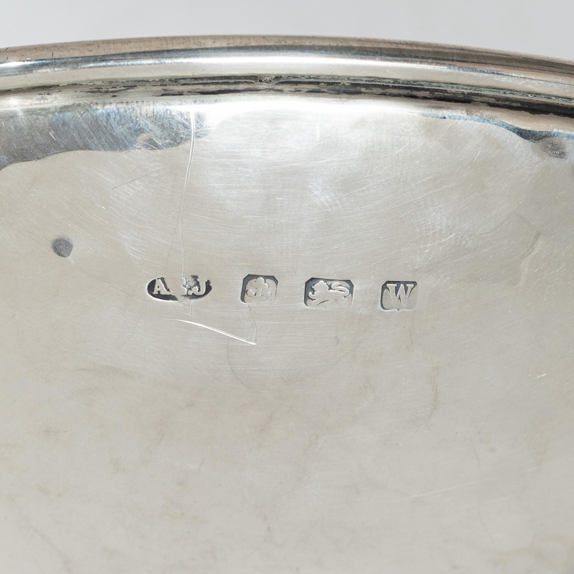 Skål samt skålfat, silver, Birmingham 1906 samt 1921, bl a Marples & Co.