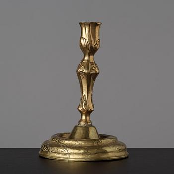 A Rococo candlestick by Anders Westerberg (privilege 1755, dead 1765, his widow continued till 1773).