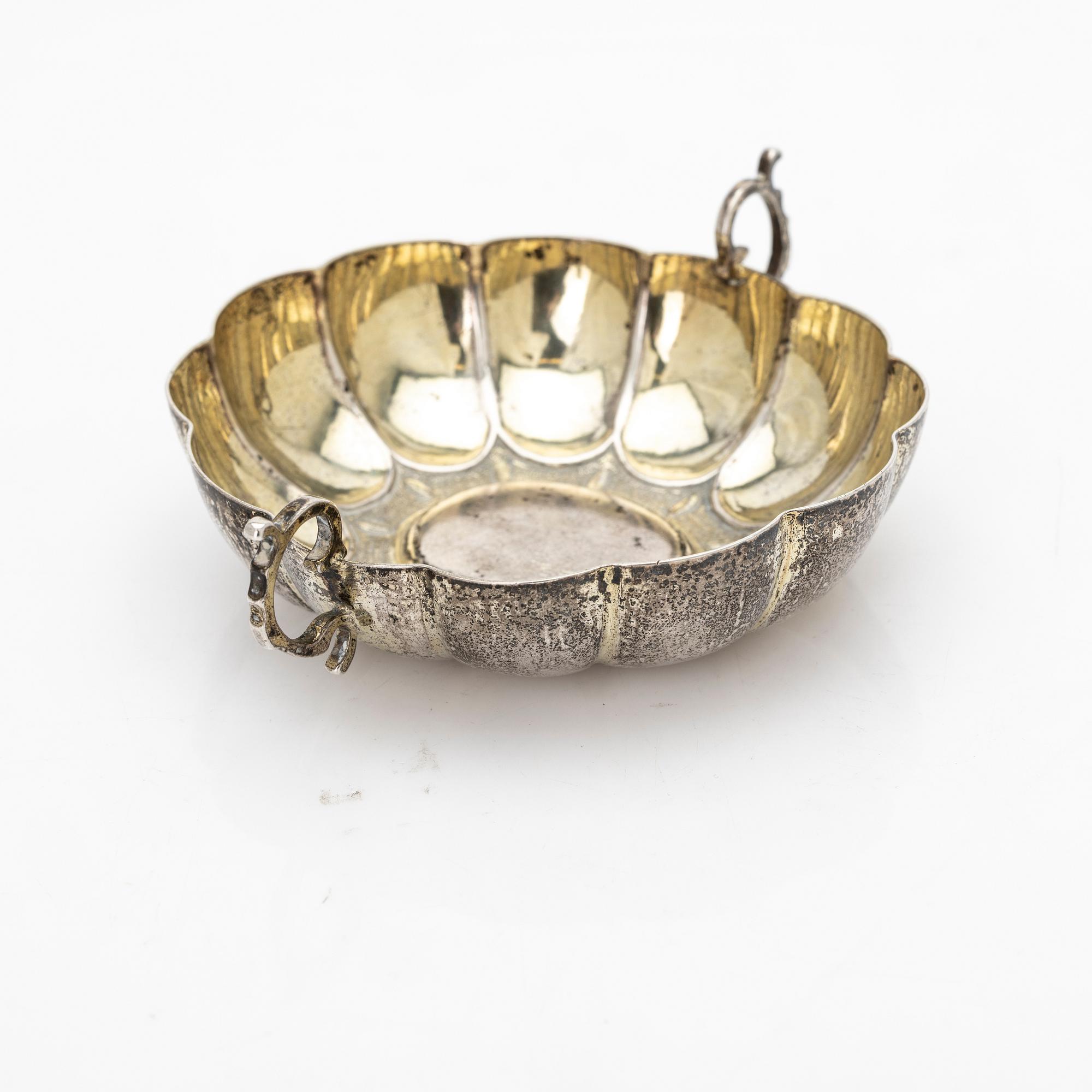 Silver spirit bowl, Germany, 19th century.