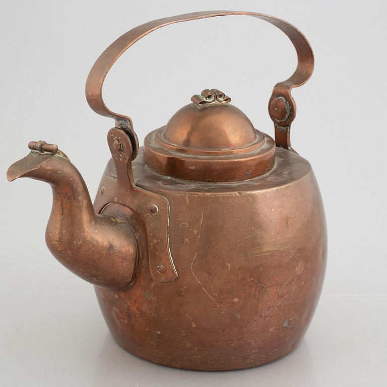 A copper coffee pot, 19th Century.