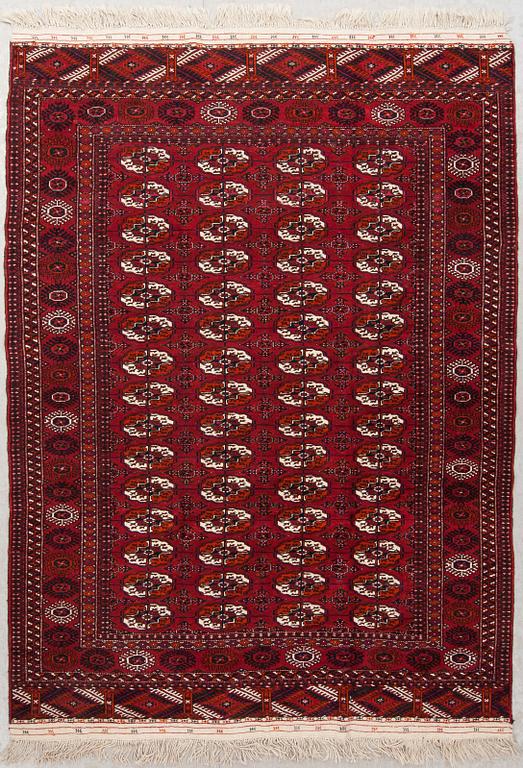 MATTA, old/semiantik, Tekke-Bochara, ca 226+6 cm slätväv/franssida x 165 cm.