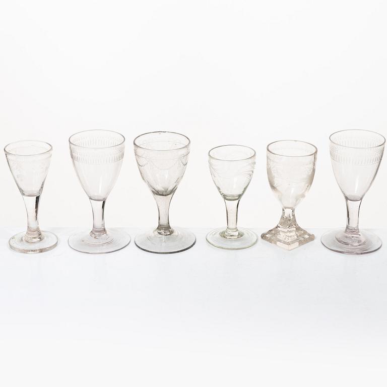 13 glasses, mostly Sweden, circa 1800.
