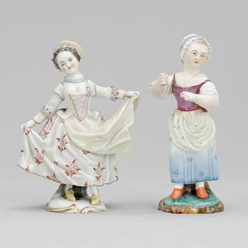 FIGURINER, 2 st, porslin, bl.a. Tyskland, 1900-tal.
