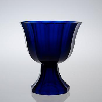 A Josef Hoffmann blue glass goblet, Wiener Werkstätte, Austria ca 1916-17.