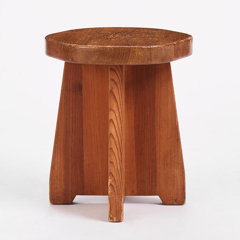 David Rosén, a Swedish Modern "Berga" pine stool, Nordiska Kompaniet, 1940s.