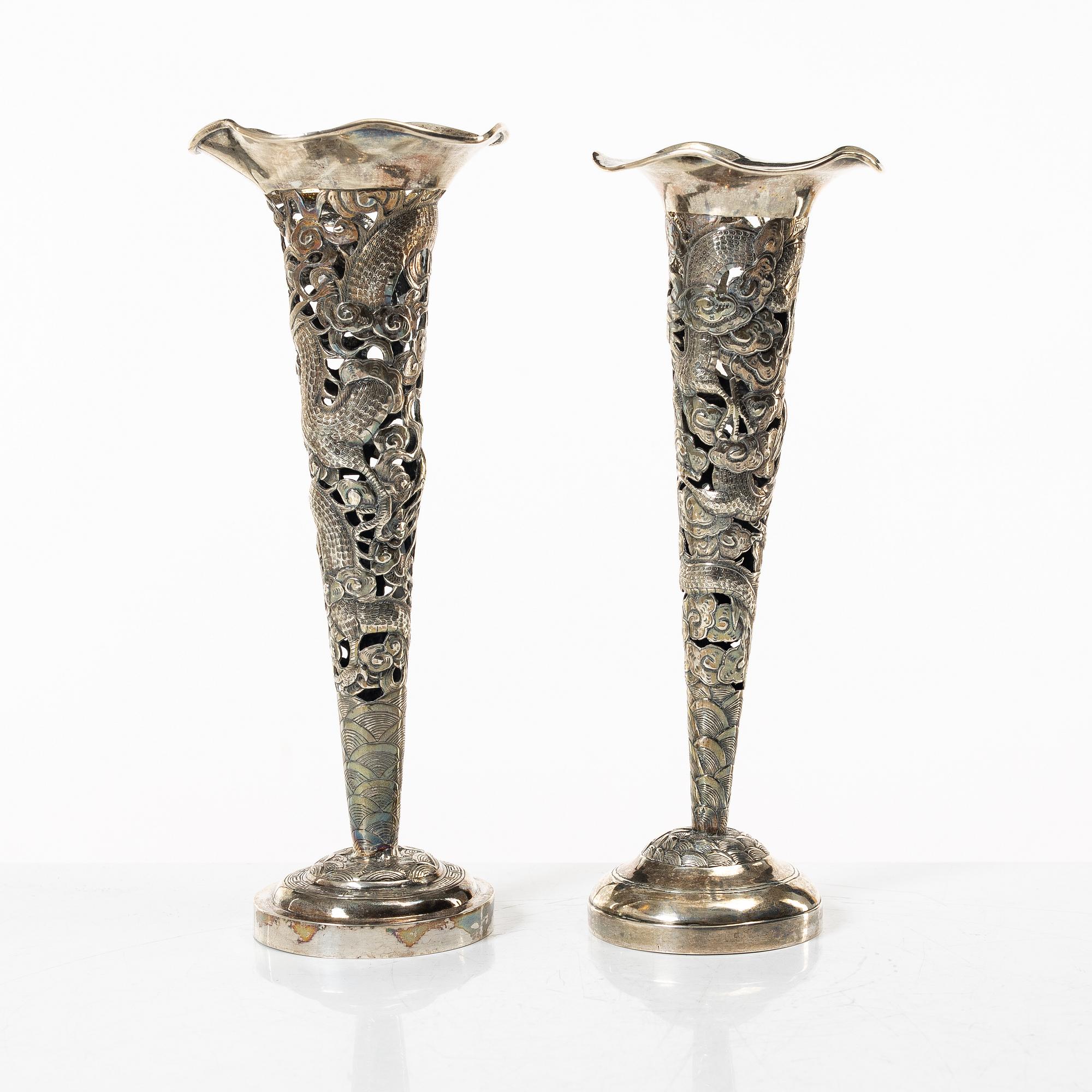Two Chinese silver vases, circa 1900.
