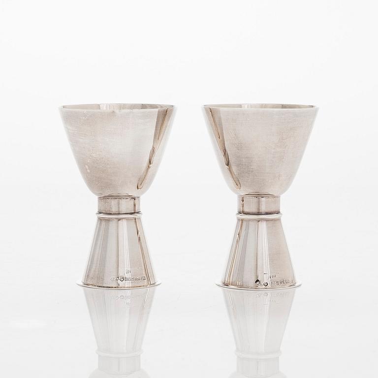 Tapio Wirkkala, a set of eight 'TW 329' silver beakers, Kultakeskus, Hämeenlinna 1967-1968.