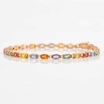 Bracelet 18K gold with multi-coloured sapphires and brilliant-cut diamonds.