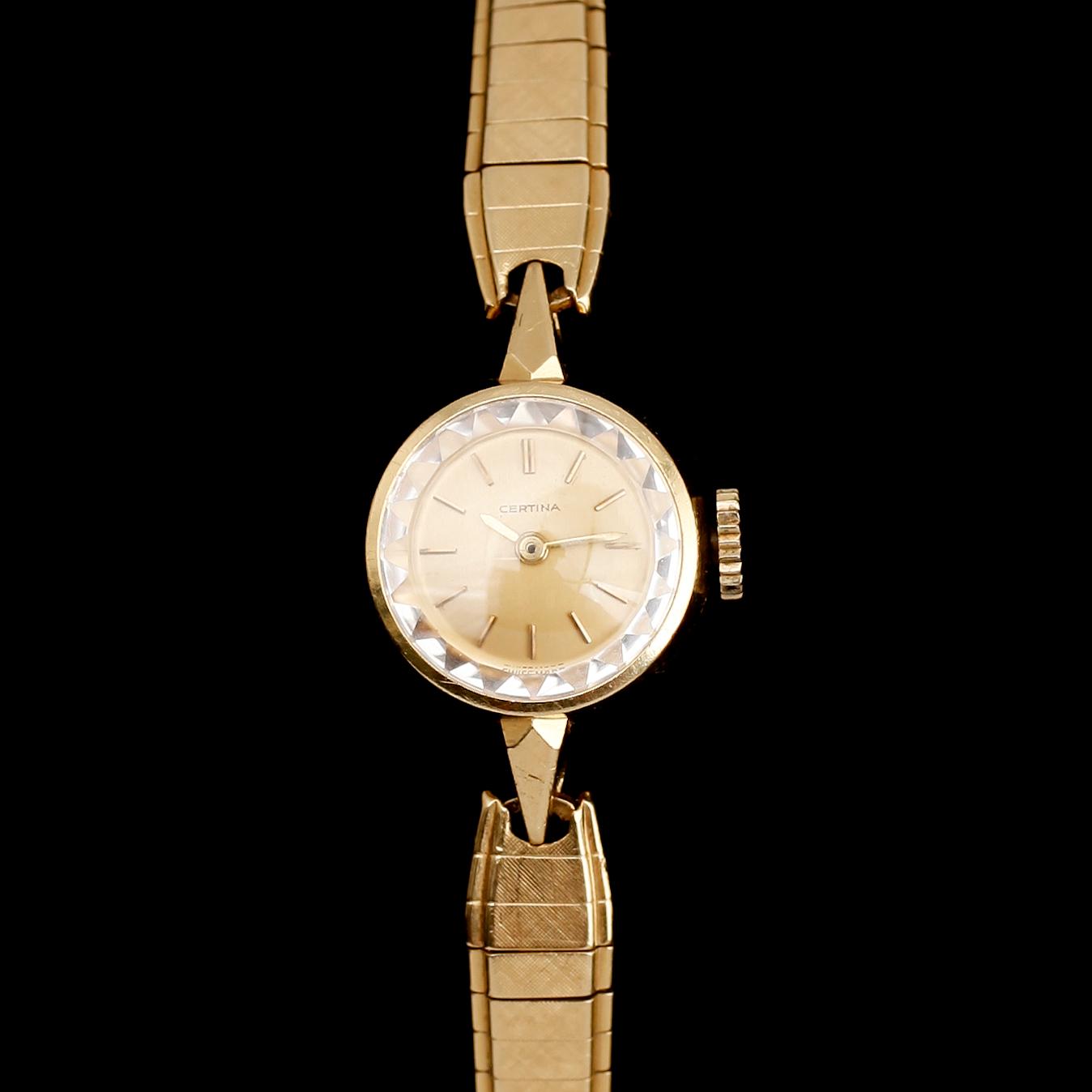 ARMBANDSUR, 18 k guld, Certina, 1900-talets mitt. Total vikt med urverk ca 22 gram.
