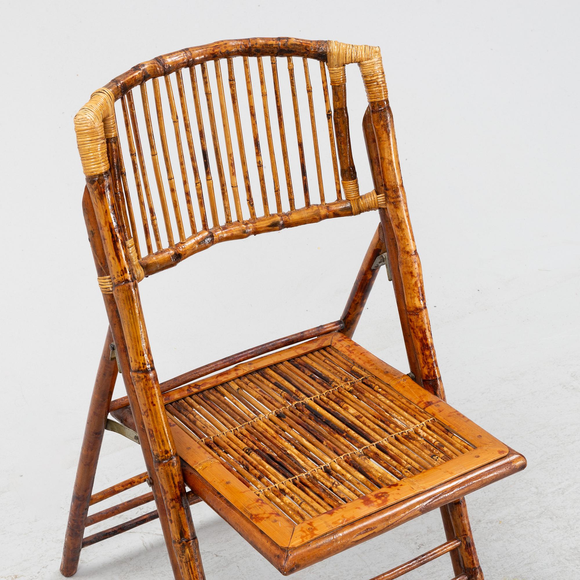 Fällstol, fläckig bambu. Kina, sen Qing dynasti, omkring 1900.