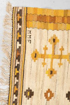 Märta Måås-Fjetterström, a drape, "Gula Dubbelkorset", flat weave, ca 241,5 x 149,5 cm, signed MMF.